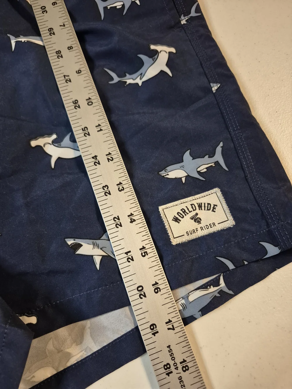 Worldwide Surf Rider Men's Navy Hammerhead Shark Swim Trunks 4837